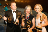 Robert Mancini, Lisa Hsia and Aimee Viles backstage at the 2015 Creative Arts Emmy Awards.