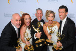 Chuck Saftler, Maureen Timpa, Brian Katkin, Tava Smiley and Adam Lewinson backstage at the 2015 Creative Arts Emmys.