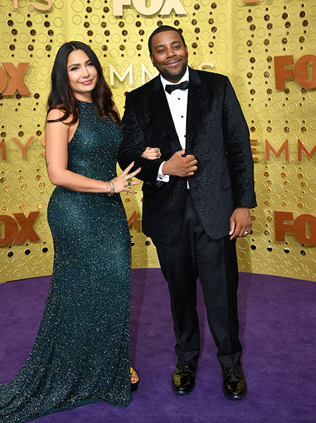 Christina Evangeline and Kenan Thompson on the red carpet at the 71st Emmy Awards.