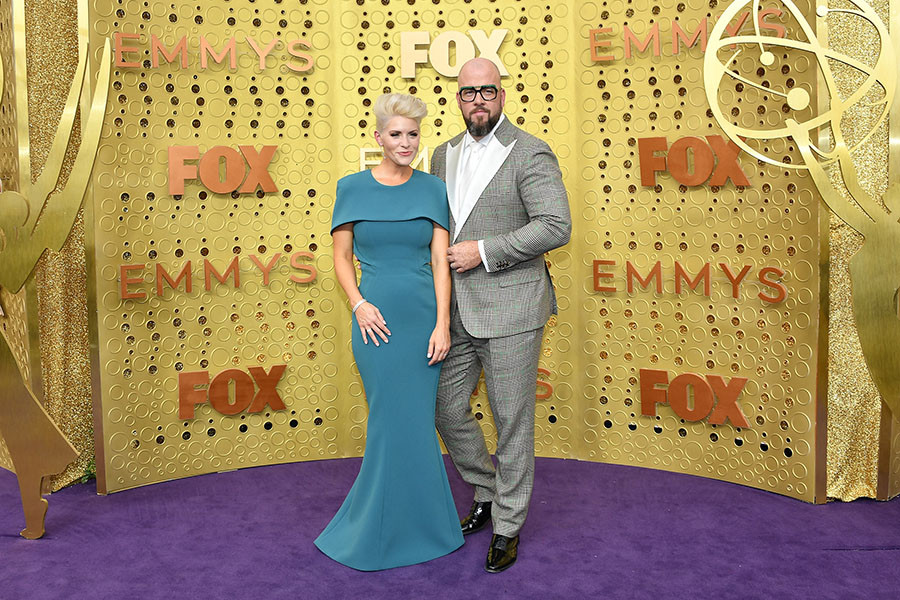 Rachel Sullivan and Chris Sullivan on the red carpet at the 71st Emmy Awards.