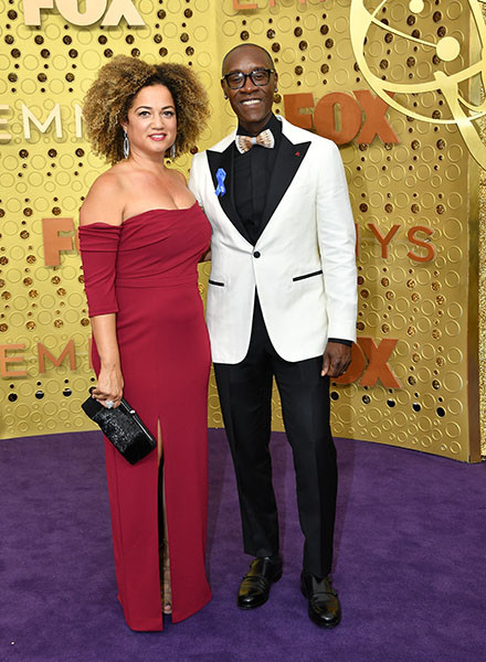 Bridgid Coulter and Don Cheadle on the red carpet at the 71st Emmy Awards.