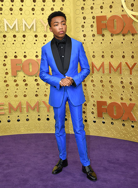 Asante Blackk on the red carpet at the 71st Emmy Awards. 