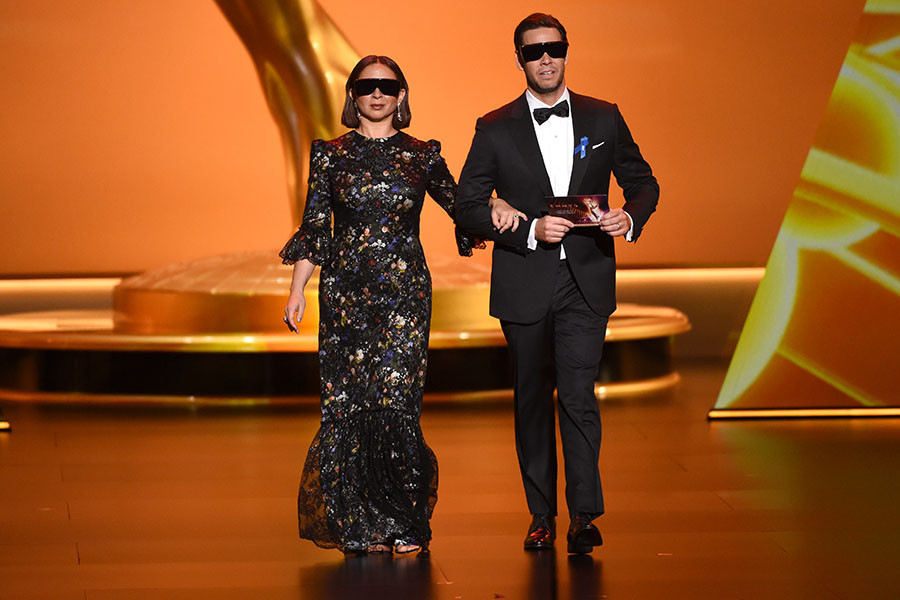 Maya Rudolph and Ike Barinholtz present an award at the 71st Emmy Awards.
