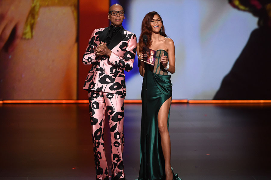 RuPaul and Zendaya present an award at the 71st Emmy Awards. 