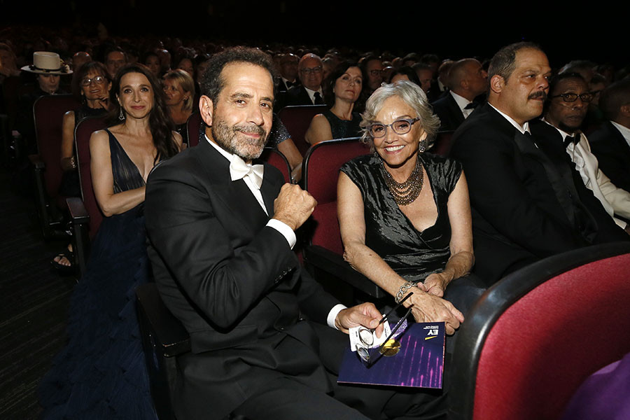 Tony Shalhoub and Brooke Adams in the audience at the 71st Emmy Awards. 