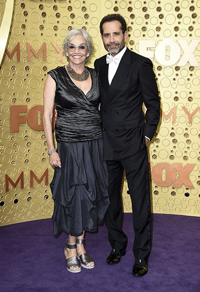 Brooke Adams and Tony Shalhoub on the red carpet at the 71st Emmy Awards.