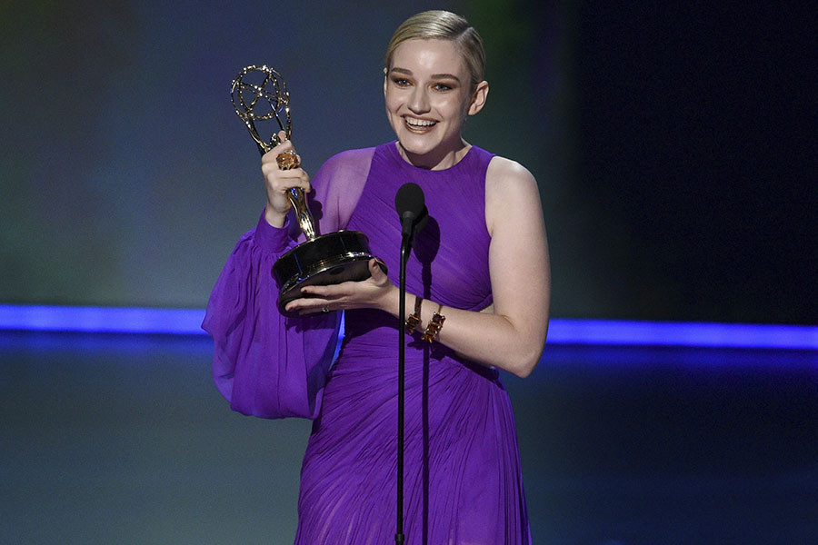 Julia Garner accepts an award at the 71st Emmy Awards.
