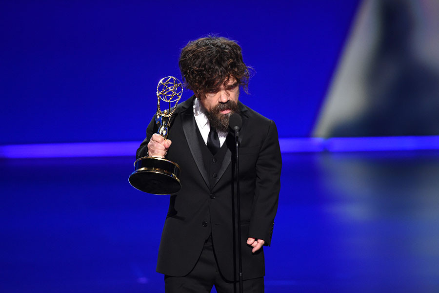 Peter Dinklage accepts his award at the 71st Emmy Awards. 