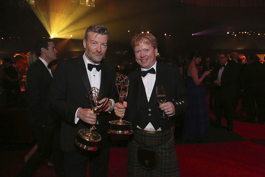 Charlie Brooker and Russell McLean at the 71st Emmys Governors Ball. 