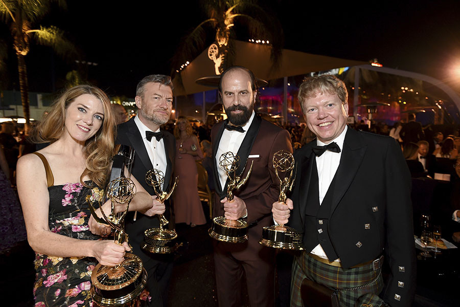Brett Gelman, Annabel Jones, Charlie Brooker and Russell McLean at the 71st Emmys Governors Ball. 