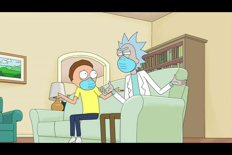 Rick and Morty speak at the 72nd Emmy Awards.