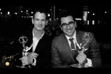 Andrew Cividino and Dan Levy in an ABC Virtual Portrait for the 72nd Emmy Awards.