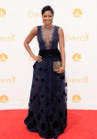 Alicia Quarles of E! News arrives at the 66th Emmys.