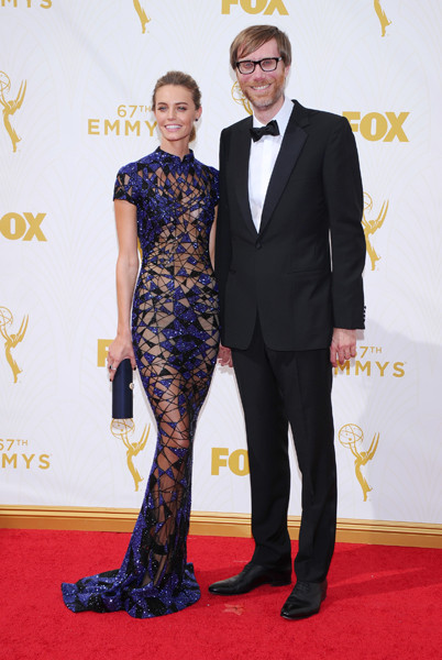 Christine Marzano and Stephen Merchant on the red carpet at the 67th Emmy Awards.  