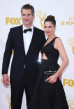David Benioff and Amanda Peet on the red carpet at the 67th Emmy Awards.