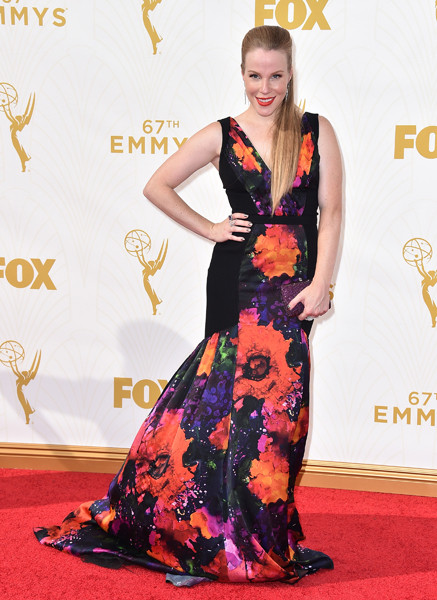 Emma Myles on the red carpet at the 67th Emmy Awards.