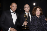 Terrence Howard, Jeffrey Tambor, and Jill Soloway backstage at the 67th Emmy Awards.