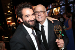 Jay Duplass and Jeffrey Tambor backstage at the 67th Emmy Awards.