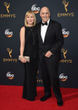 Kasia Ostlun and Jeffrey Tambor on the red carpet at the 2016 Primetime Emmys.