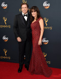 John Travolta and Kelly Preston on the red carpet at the 2016 Primetime Emmys.