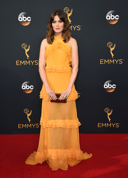Mandy Moore on the red carpet at the 2016 Primetime Emmys.