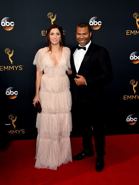 Chelsea Peretti and Jordan Peele on the red carpet at the 2016 Primetime Emmys.