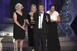 Steven Moffat and crew “Sherlock: The Abominable Bride (Masterpiece) accept an award at the 2016 Primetime Emmys.