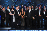 The cast and crew from Veep accept an award at the 2016 Primetime Emmys.