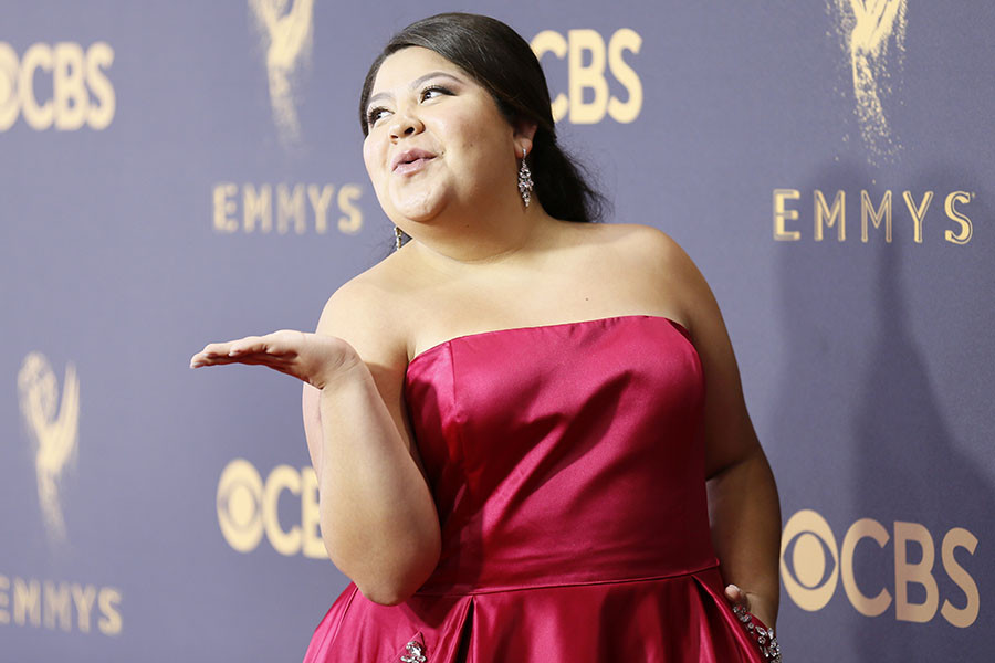 Raini Rodriguez on the red carpet at the 2017 Primetime Emmys. 