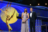 Rashida Jones and Mark Feuerstein on stage at the 69th Emmy Awards.