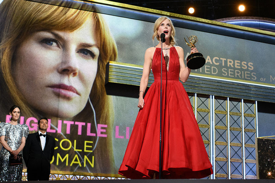 Nicole Kidman accepts her award at the 69th Primetime Emmys