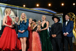The team from Big Little Lies accepts their award at the 69th Emmy Awards.