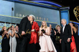 The team from The Handmaid's Tale accept their award at the 69th Primetime Emmys