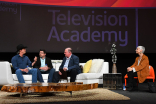 Gary Hartle, Matt Craig, moderator Mark Evanier, and Andrea Romano onstage at &quot;But the Characters Live On!&quot; in the Wolf Theatre at the Saban Media Center in North Hollywood, California, March 2, 2017. 