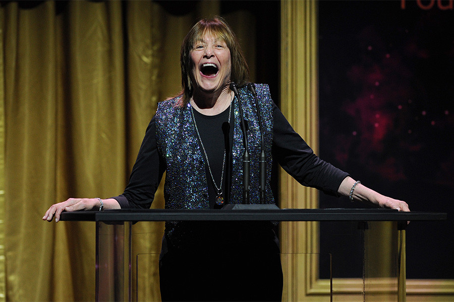 Geri Jewell presents an award at the 36th College Television Awards at the Skirball Cultural Center in Los Angeles, California, April 23, 2015.