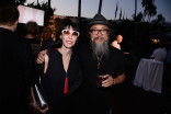 Television Academy governor Lynda Kahn with Grant Lau at the Motion and Title Design nominee reception September 11, 2015 in Los Angeles, California.