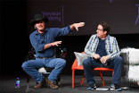 Gary Hartle and Jeff Bergman onstage at "But the Characters Live On!" in the Wolf Theatre at the Saban Media Center in North Hollywood, California, March 2, 2017. 