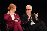 Christina Hendricks and John Slattery onstage at &quot;A Farewell to Mad Men,&quot; May 17, 2015 at the Montalbán Theater in Hollywood, California.