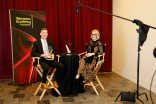 Henry Hughes and Sarah Paulson in the interview room at the 36th College Television Awards at the Skirball Cultural Center in Los Angeles, April 23, 2015.