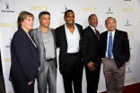 Ilyanne Morden Kichaver, Esai Morales, Jason George, Mathis Dunn, and Clyde Kusatsu arrive at Dynamic and Diverse: A 66th Emmy Awards Celebration of Diversity at the Television Academy in North Hollywood, California.