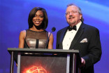 Kristina Pink and Barry Kibrick present an award at the 68th Los Angeles Area Emmys, July 23, 2016, at the Saban Media Center, North Hollywood, California.