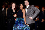 Television Academy governor Lily Tomlin, Niecy Nash, and Television Academy governor Bob Bergen at the Performers Nominee Reception September 19, 2015, at the Pacific Design Center in Los Angeles, California.