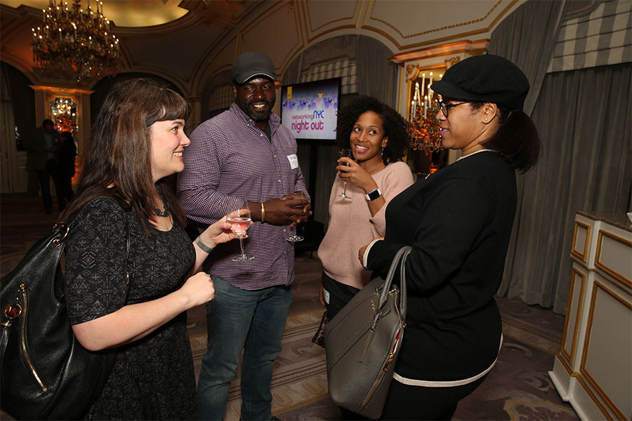 Liza Krontilik, Stephen Hill, Malikha Malieta and Kim King at Television Academy's Networking Night Out at the St. Regis on Friday, April 6, 2018 in New York. 