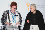 Television Academy governor Sue Bub presents a certificate to Lou Eyrich of American Horror Story: Freak Show at The 9th Annual Outstanding Art of Television Costume Design Exhibition at the FIDM Museum &amp; Galleries, Saturday, July 18, 2015, in Los Angeles