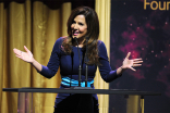 Maria Canals-Berrera presents an award at the 36th College Television Awards at the Skirball Cultural Center in Los Angeles, California, April 23, 2015.
