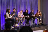Jamila Hunter moderates the “Showrunner Superpanel” featuring Diallo Riddle, Krister Johnson, Shaz Bennett, Jason Rothenberg and Rebecca Cutter