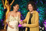 Michelle Ang and Lily Tomlin at the Performers Peer Group Celebration, August 22, 2016, at the Montage Beverly Hills in Beverly Hills, California.