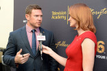 Jennifer Marshall of Veterans in Film and Television interviews Nate Boyer at the Got Your 6 Storytellers event, November 10, 2015, in Los Angeles, California.