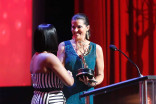 Neicy Nash presents an award to Lu Parker at the 68th Los Angeles Area Emmys, July 23, 2016, at the Saban Media Center, North Hollywood, California. 