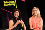 Jessica Paré and Kiernan Shipka onstage at &quot;A Farewell to Mad Men,&quot; May 17, 2015 at the Montalbán Theater in Hollywood, California.